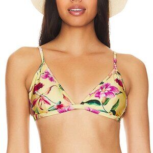 PatBO 'Laelia' Floral-Print Triangle Bikini Top, Canary